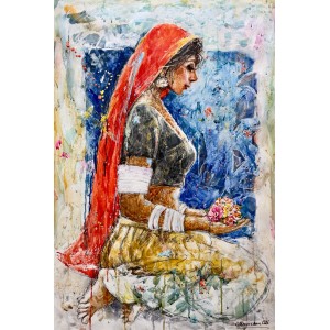 Moazzam Ali, Flower & Flower Series, 30 x 42 Inch, Watercolor on Paper, Figurative Painting, AC-MOZ-157